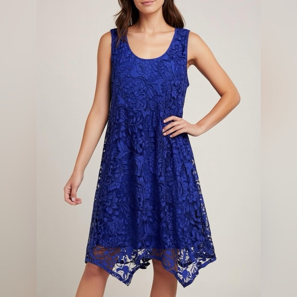 Soma Other - Soma Purple Floral Lace Overlay Lounge Dress Handkerchief Hem Lined Chemise